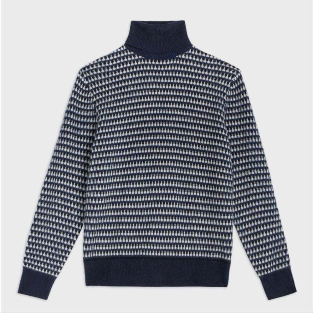China Ted Baker riber turtleneck knit sweater navy blue Large 4 - Picture 4 of 13
